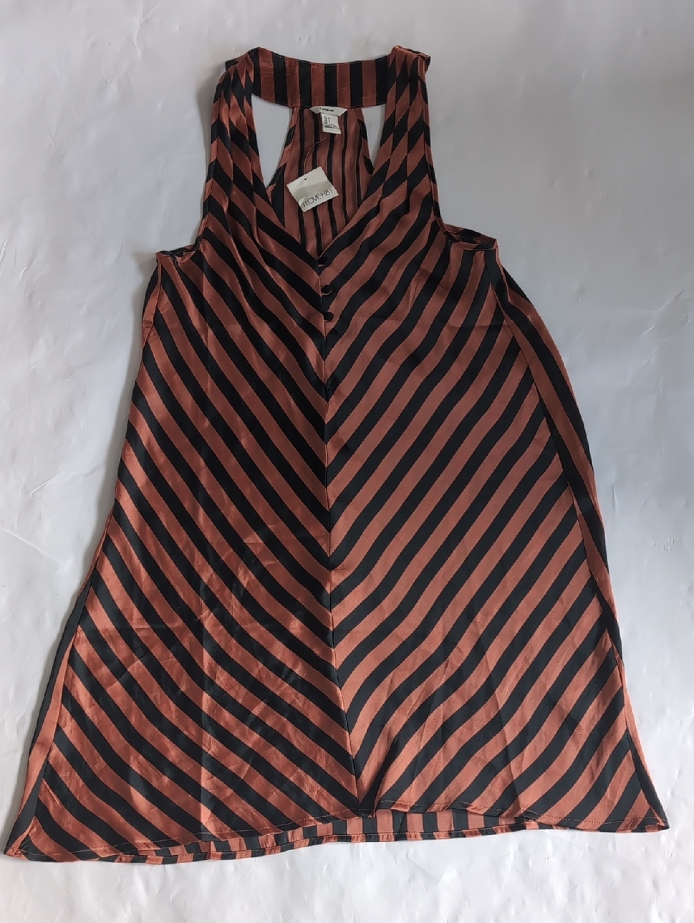 Orange and Black Vertical Stripe Sleeveless Dress